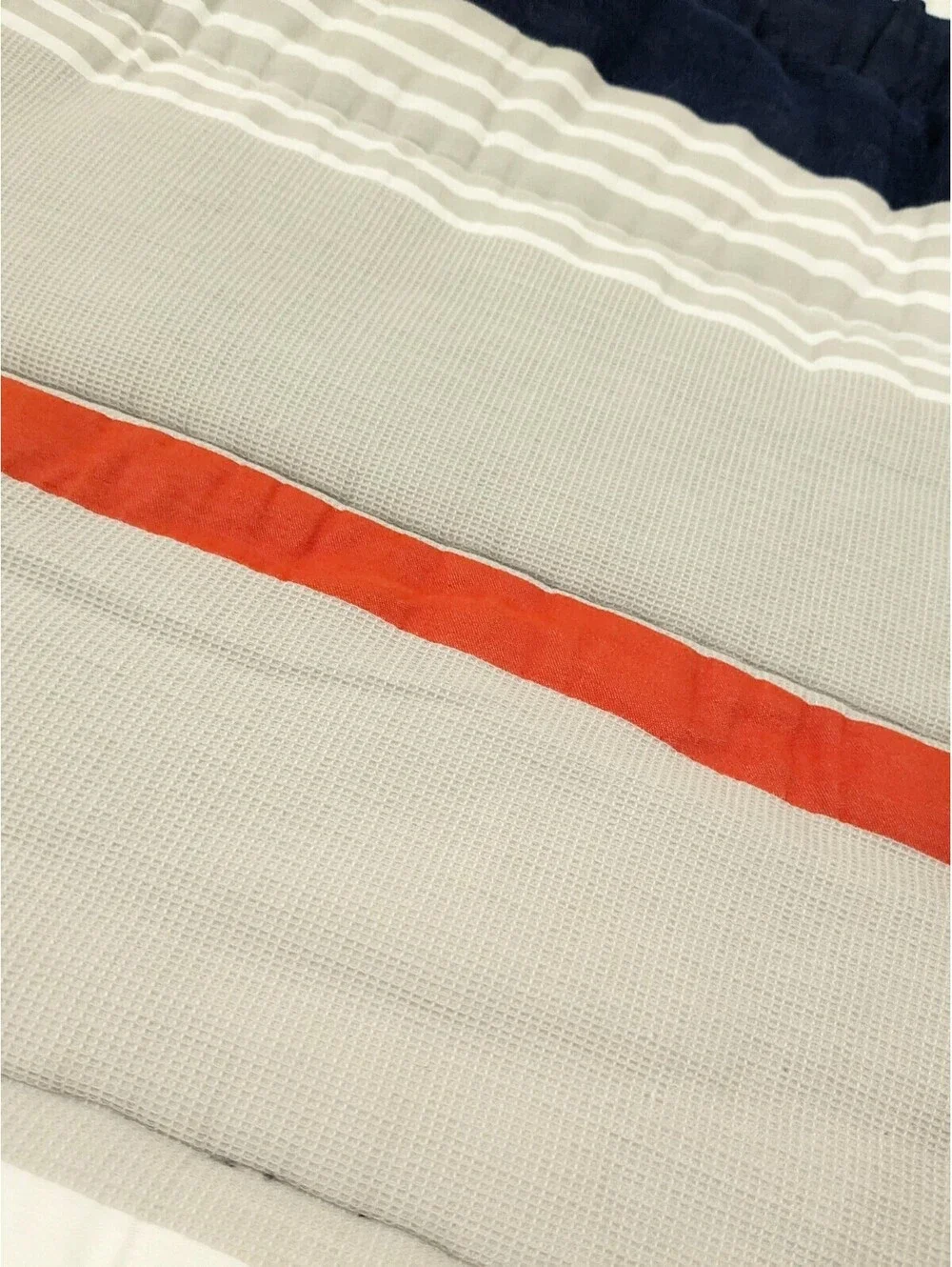 Pottery Barn Teen Wyatt Stripe Comforter Full Queen blanket blue denim orange